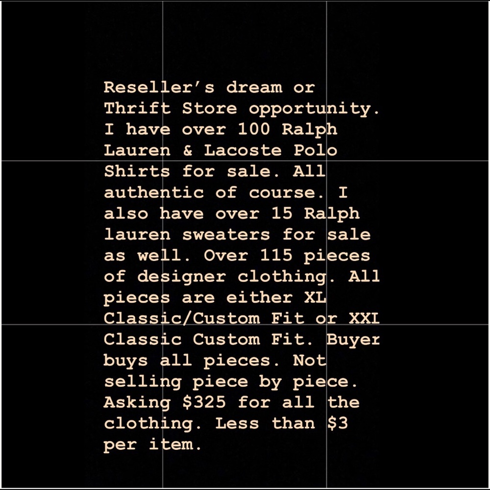 Ralph Lauren & Lacoste Polo’s / Sweaters